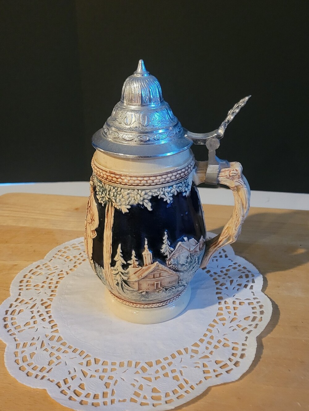 Gerz Vintage  GERMAN BEER STEIN CERAMIC MUG WITH METAL LID